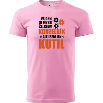 Pánské tričko DOBRÝ TRIKO Pánské tričko s potiskem Kouzelník kutil Velikost: S, Barva: Růžová
