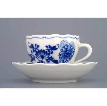 Cibulák šálek + podšálek A/2+B 0,17 l originální cibulákový porcelán Dubí, cibulový vzor,