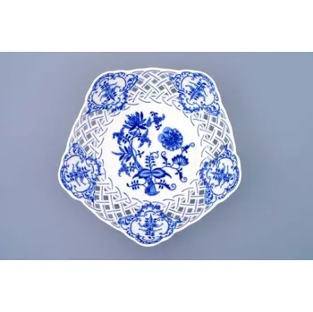 Cibulák mísa pětihranná prolamovaná 24 cm originální cibulákový porcelán Dubí, cibulový vzor,