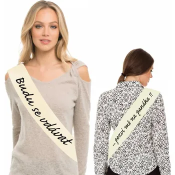 Party dekorace Svatební šerpa pro nevěstu - Budu se vdávat... - krémová