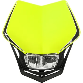 Osvětlení pro motocykl UNI přední maska včetně světla V-Face FULL LED, RTECH (neon žlutá/černá)