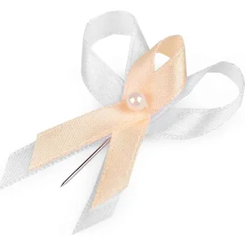 Svatební mašličky 4 cm s perličkou - bílo-lososové