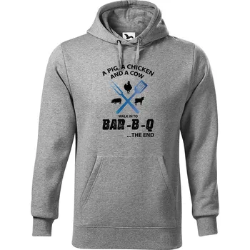 Pánská mikina DOBRÝ TRIKO Pánská mikina s potiskem BAR-B-Q Velikost pánské mikiny: 5XL, Barva: Tmavě šedý melír