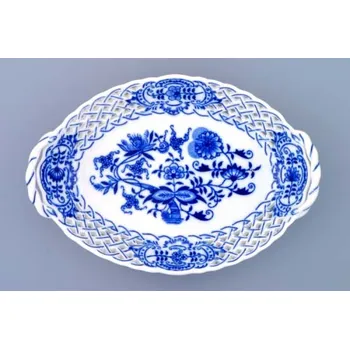 Cibulák košík prolamovaný 21 cm originální cibulákový porcelán Dubí, cibulový vzor,