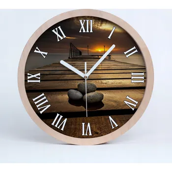 Hodiny Dřevěné nástěnné hodiny dřevěné molo průměr 25 cm