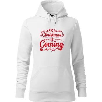 Dámská mikina DOBRÝ TRIKO Dámská mikina s potiskem Christmas coming Velikost dámské mikiny: M, Barva: Bílá