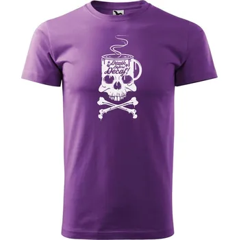 Pánské oblečení DOBRÝ TRIKO Pánské tričko s potiskem Decaf Velikost: L, Barva: Fialová