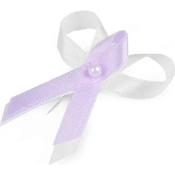 Svatební mašličky 4 cm s perličkou - bílo- sv.fialové