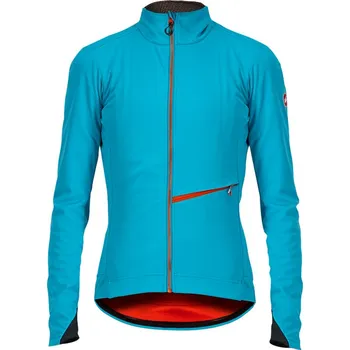 Cyklistická bunda CASTELLI - dámská větruodolná bunda GO sky blue/fiery red S