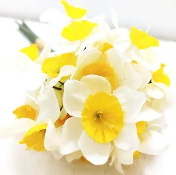 umělá květina Narcis svazek 33 cm - bílo - žlutý