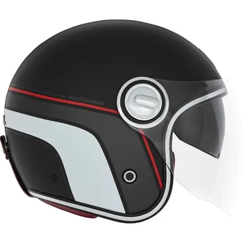 Helma na motorku přilba HERITAGE, NOX PREMIUM (černá matná,červená,bílá, vel. S)