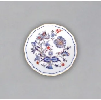 Podšálek A/1, 13 cm, originální cibulák zlacený s dekorací rubín, cibulový porcelán Dubí