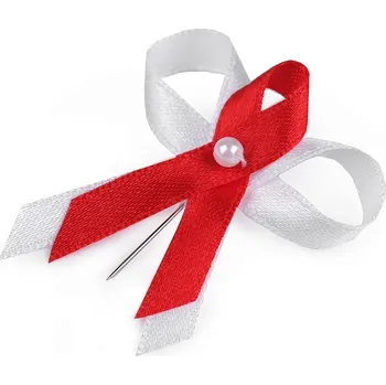 Svatební mašličky s perličkou 4 cm - bílo - červené