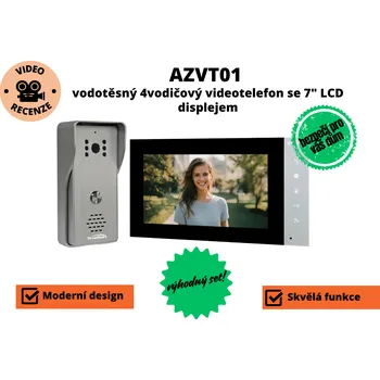 AZVT01 - vodotěsný 4vodičový videotelefon se 7" LCD displejem