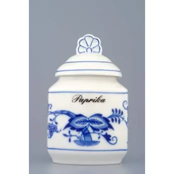 Dóza na potraviny Cibulák kořenka s víčkem a nápisem 0,20 l originální cibulákový porcelán Dubí, cibulový vzor