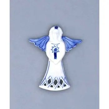 Vánoce Cibulák Vánoční ozdoba anděl svíce 11 cm originální cibulákový porcelán Dubí, cibulový vzor,