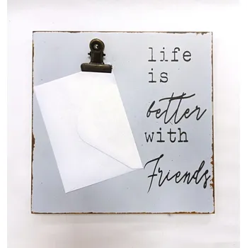 Vánoční dekorace Dřevěná tabulka s klipem - 18 x 18 cm