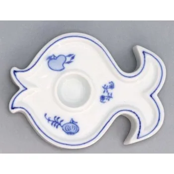 Svícen Cibulák Svícen plochý ryba 9,2 cm originální cibulákový porcelán Dubí, cibulový vzor,