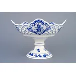 Cibulák Mísa pětihranná prolamovaná na dortové noze 24 cm originální cibulákový porcelán Dubí, cibulový vzor,