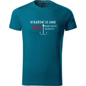 Pánské tričko DOBRÝ TRIKO Pánské tričko s potiskem Rybaření Velikost: L, Barva: Petrolejová