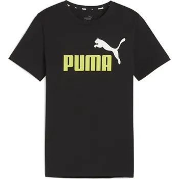 Chlapecké tričko Puma ESS+ 2 Col Logo Tee J 58698531 - puma black/lime sheen 128
