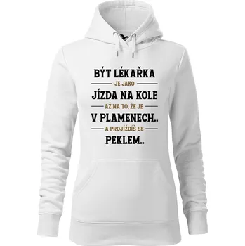 Dámská mikina DOBRÝ TRIKO Dámská mikina s potiskem Být lékařka Velikost dámské mikiny: L, Barva: Bílá
