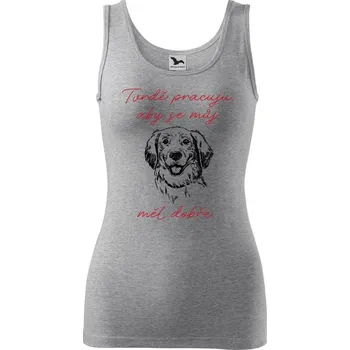 Dámské tričko DOBRÝ TRIKO Dámské tílko s potiskem Tvrdě pracuji pes Velikost: S, Barva: Tmavě šedý melír