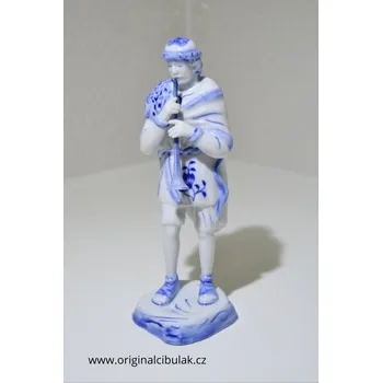 Figurína cibulák pasáček s píšťalkou 18 cm originální český porcelán Dubí Royal Dux Bohemia