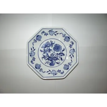 Talíř Cibulák talíř stolní Oktan osmihranný 19,5 cm originální cibulákový porcelán Dubí, cibulový vzor,