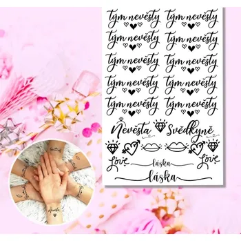 Party dekorace Dočasné tetování na rozlučku se svobodou TÝM NEVĚSTY - černé A5
