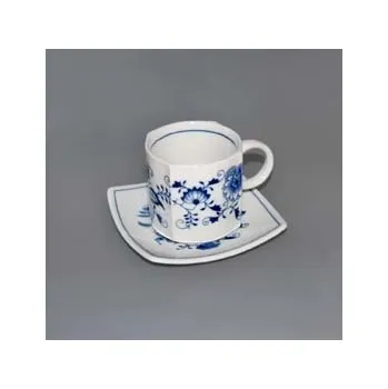 Cibulák šálek + podšálek Vito zrcadlový podšálek 0,21 l originální cibulákový porcelán Dubí, cibulový vzor,