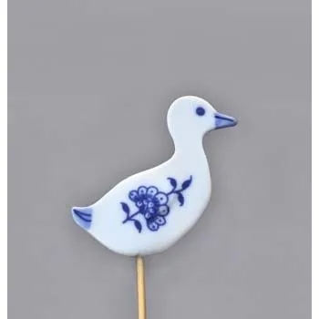 Velikonoční dekorace Cibulák Velikonoční ozdoba housátko zápich 29 cm, originální cibulákový porcelán Dubí, cibulový vzor,