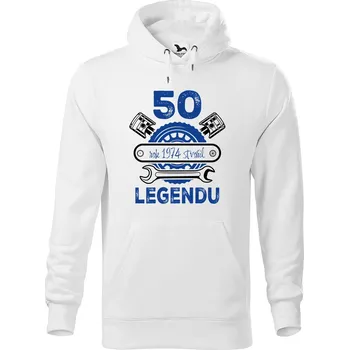 Pánská mikina DOBRÝ TRIKO Pánská mikina s potiskem 50 let legenda Velikost pánské mikiny: M, Barva: Bílá