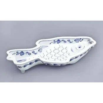 Talíř Cibulák Pečící forma kapr 37 cm originální cibulákový porcelán Dubí, cibulový vzor,