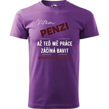 Pánské oblečení DOBRÝ TRIKO Pánské tričko s potiskem Šťastný důchodce Velikost: S, Barva: Fialová