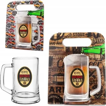 Sklenice Průhledný Pivní Sklenice s barevným potiskem, Dárek ke Dni prarodičů