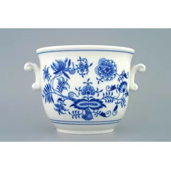 Květináč Cibulák květináč s uchy bez nožky 16 cm originální cibulákový porcelán Dubí, cibulový vzor,