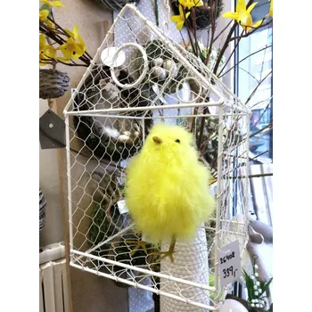 Velikonoční dekorace Kovová klec drátěná - 28 cm