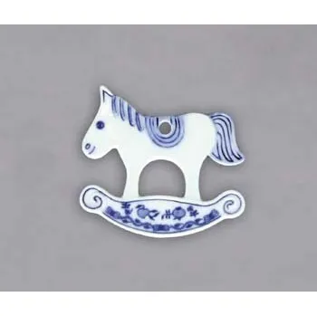 Vánoce Cibulák Vánoční ozdoba houpací koník 9 cm originální cibulákový porcelán Dubí, cibulový vzor