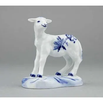 Betlém Cibulák Jehně s hlavou nahoru 6 cm originální cibulákový porcelán Dubí, cibulový vzor,