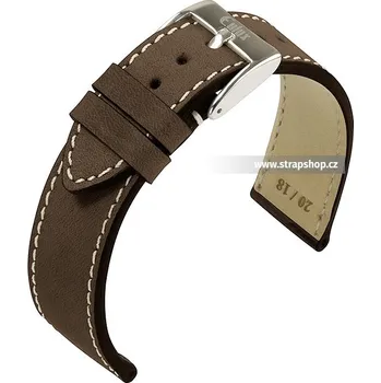 Řemínek na hodinky Řemínek k hodinkám EULUX Nubuk tmavě hnědá (27) 18 mm
