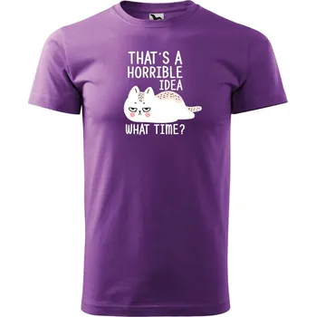 Pánské oblečení DOBRÝ TRIKO Pánské tričko s potiskem What time Velikost: M, Barva: Fialová