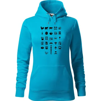 Dámská mikina DOBRÝ TRIKO Dámská mikina s potiskem Travel Velikost dámské mikiny: 2XL, Barva: Tyrkysová