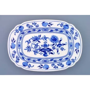 Cibulák mísa plochá hranatá 28 cm originální cibulákový porcelán Dubí, cibulový vzor,