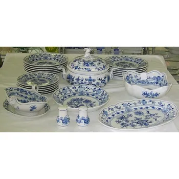 Sada nádobí Cibulák jídelní sada 25 ks, J2 - originální cibulák, cibulový porcelán Dubí