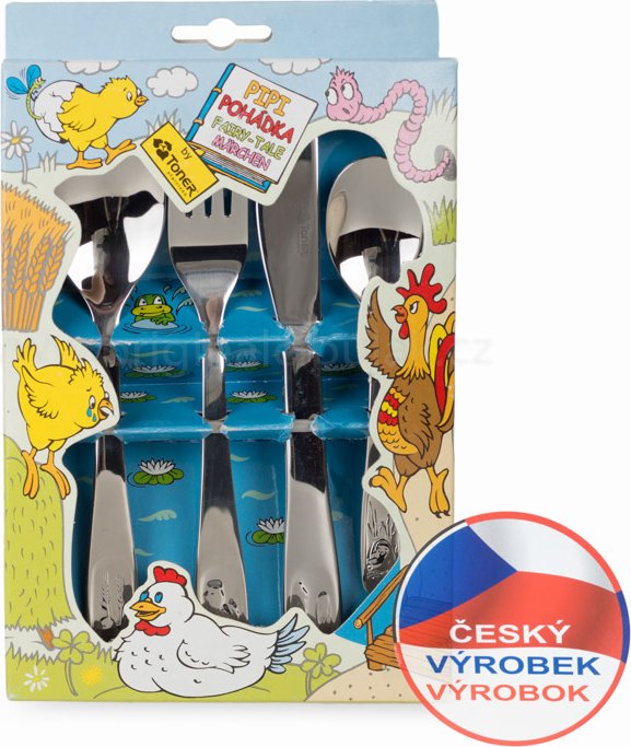 Příbory TONER Pipi dětské jídelní sada 4 ks pro 1 osobu nerez 6043
