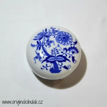 Dóza na potraviny Cibulák dóza kulatá 7 cm originální cibulákový porcelán Dubí, cibulový vzor,