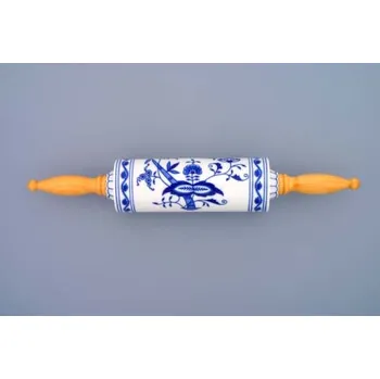 Chňapka Cibulák váleček na nudle s dřevěnou rukojetí 45 cm originální cibulákový porcelán Dubí, cibulový vzor,
