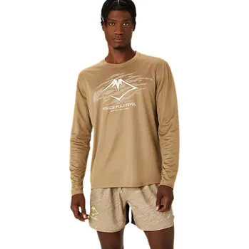 Pánské tričko Asics Fujitrail Logo LS Top M 2011C987200 - pepper feather/grey oatmeal S