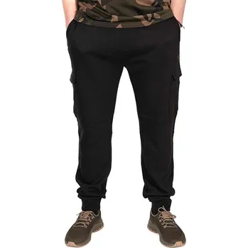Rybářské oblečení Tepláky Fox LW Black/Camo Combat Joggers Velikost S